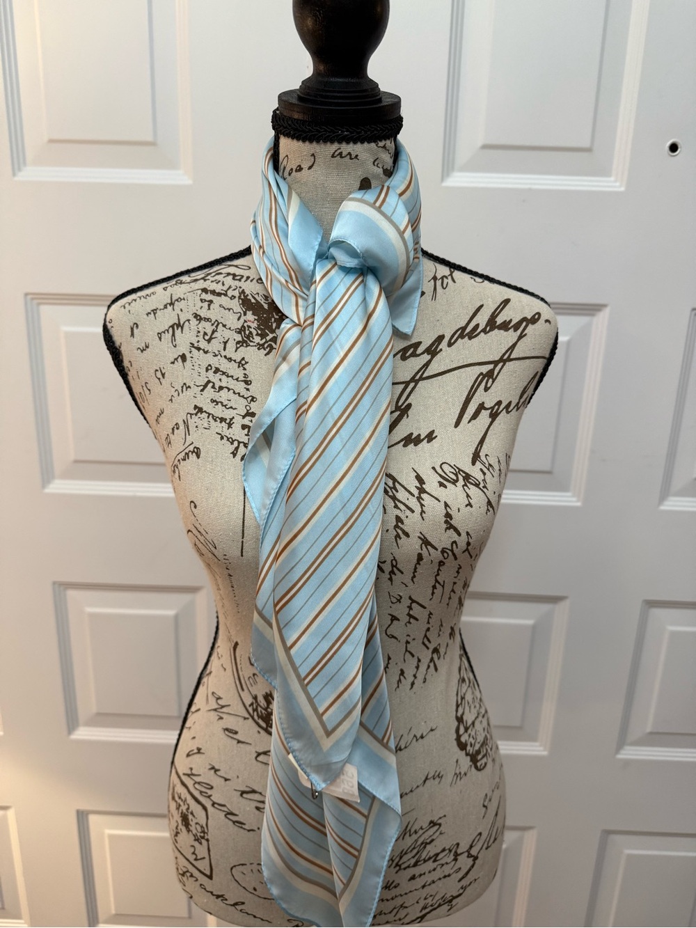 Vintage Light Blue Striped Women's Scarf